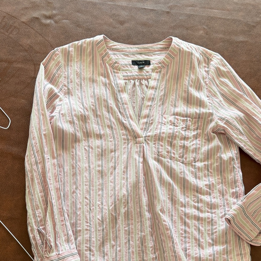 GAP Pink and White Striped Casual Shirt
